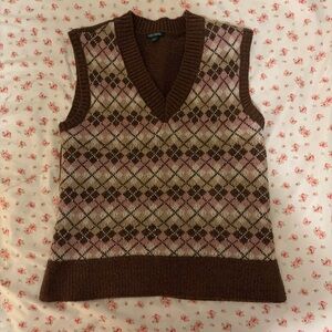 Wild Fable Brown and Pink Argyle Tank Top
